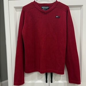 Abercrombie & Fitch vintage ribbed red Sweater, v-neck Men's Large y2K, 90’s